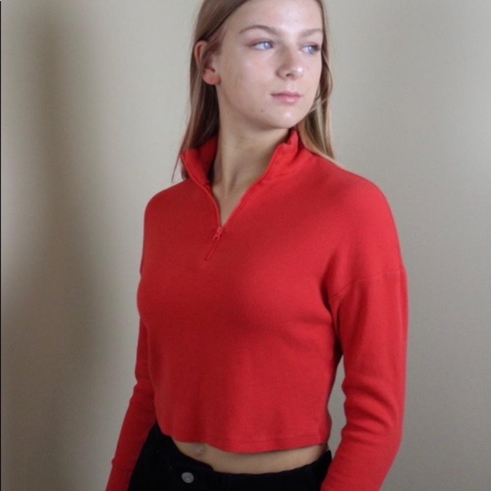 red garage zip up